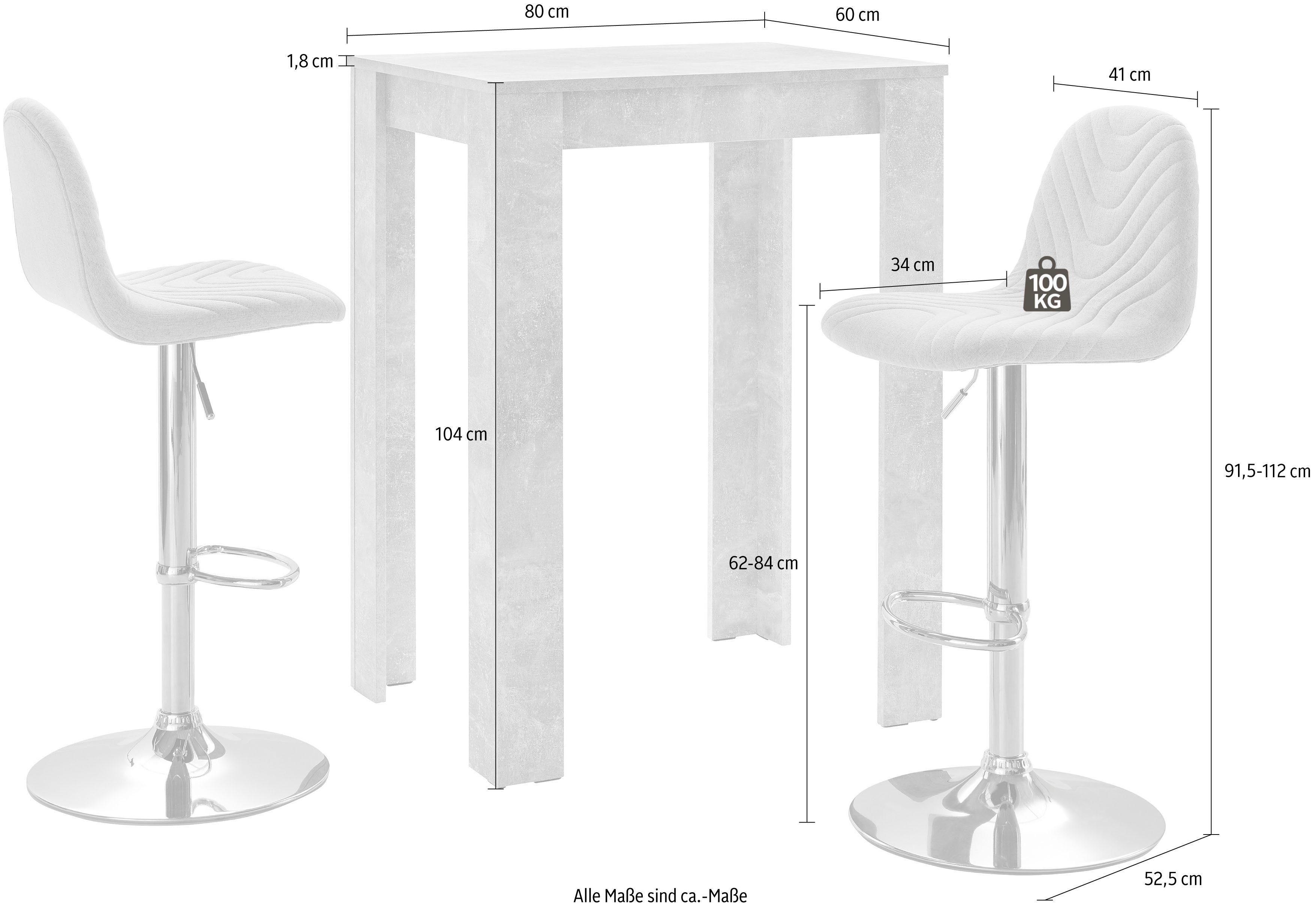 Homexperts Bargruppe Nika-Circus, Tisch mit 2 Barhockern