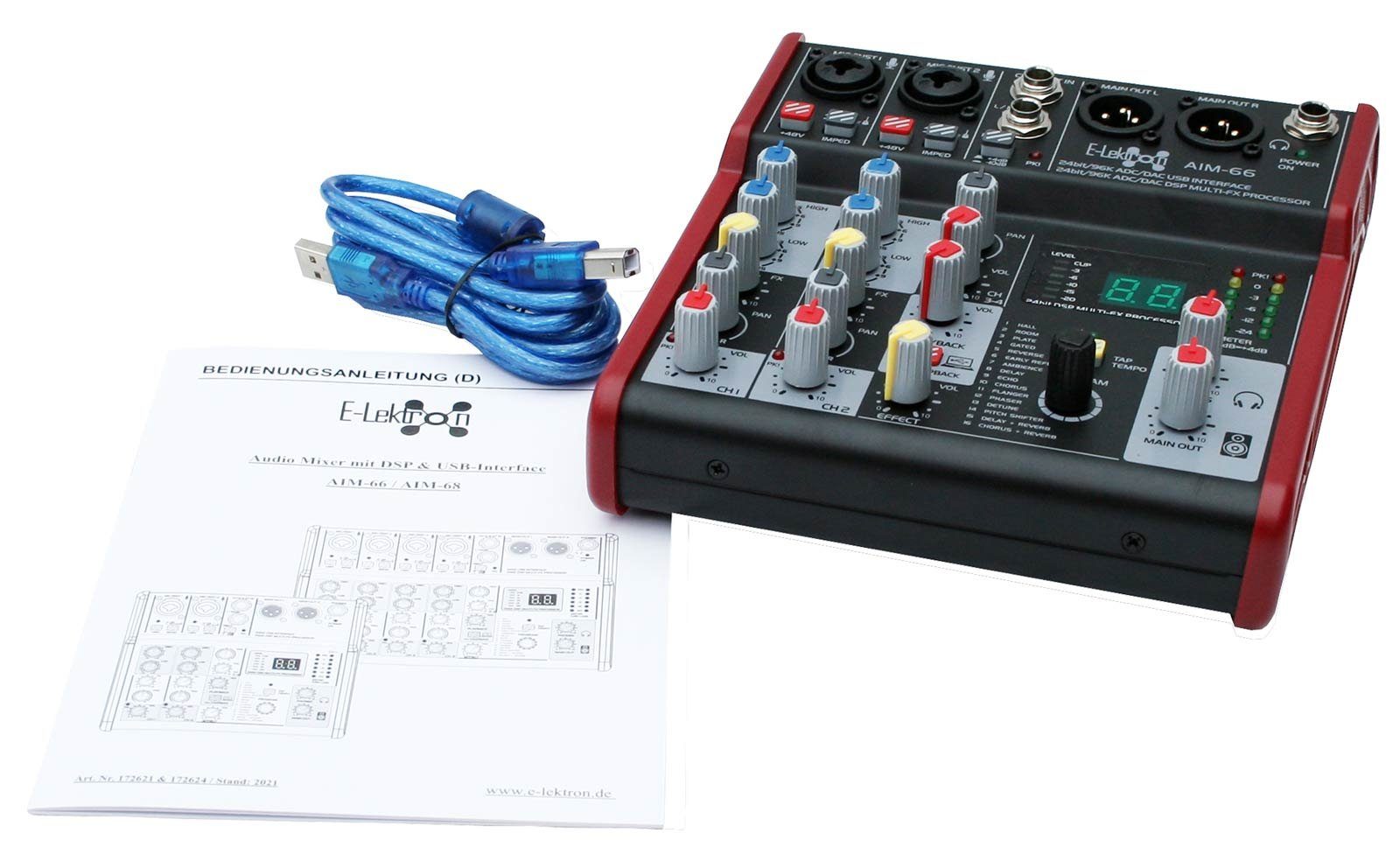 E-Lektron Mischpult AIM 24-Bit USB Interface, (2-tlg), Mikrofon-/Instrument-Kanäle, Stereo-Kanal, DSP Effekt-Prozessor