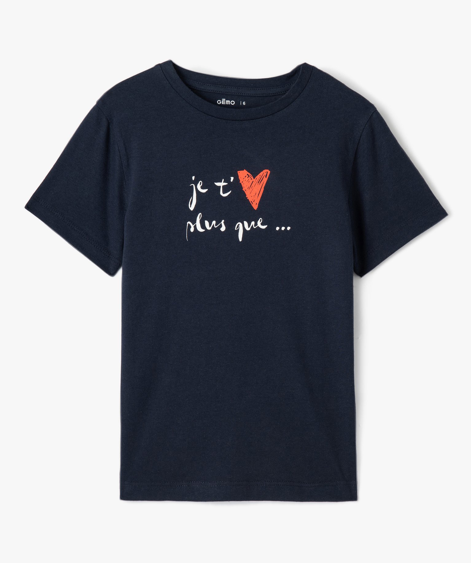 Tee-shirt enfant avec message et coeur bleu | GEMO
