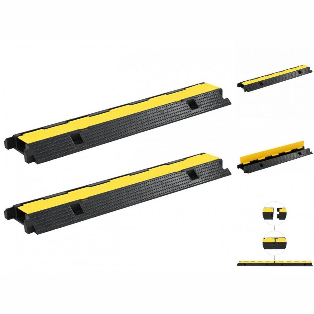 vidaXL Parkschwelle Kabelbrücken Überfahrschutz 2 Stk 1 Kanal Gummi 100 cm