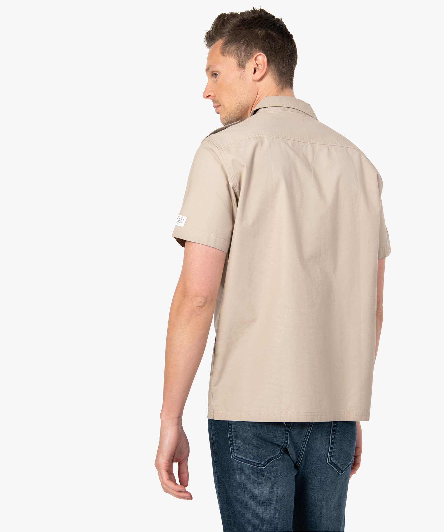 Chemise homme à manches courtes saharienne beige | GEMO