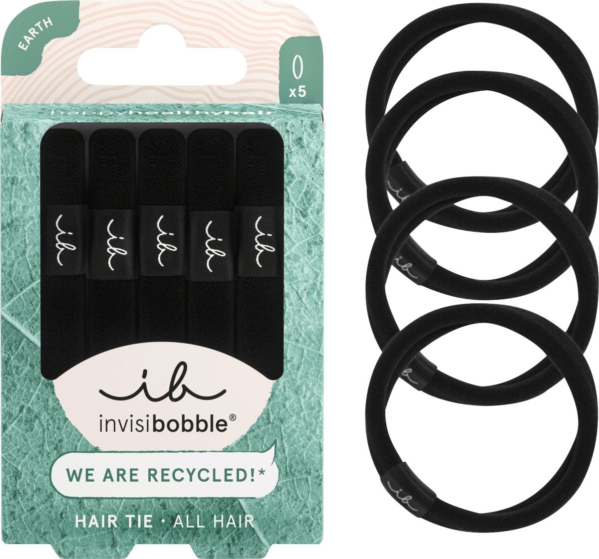 Haargummi Hair Tie Black, 5 St