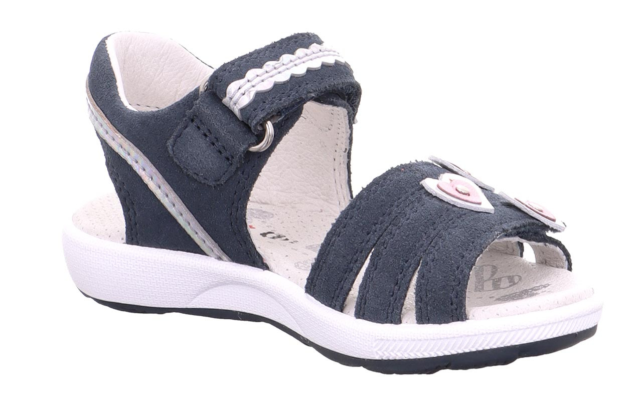 EMILY - Blau/SilberSandale mit Klettverschluss
