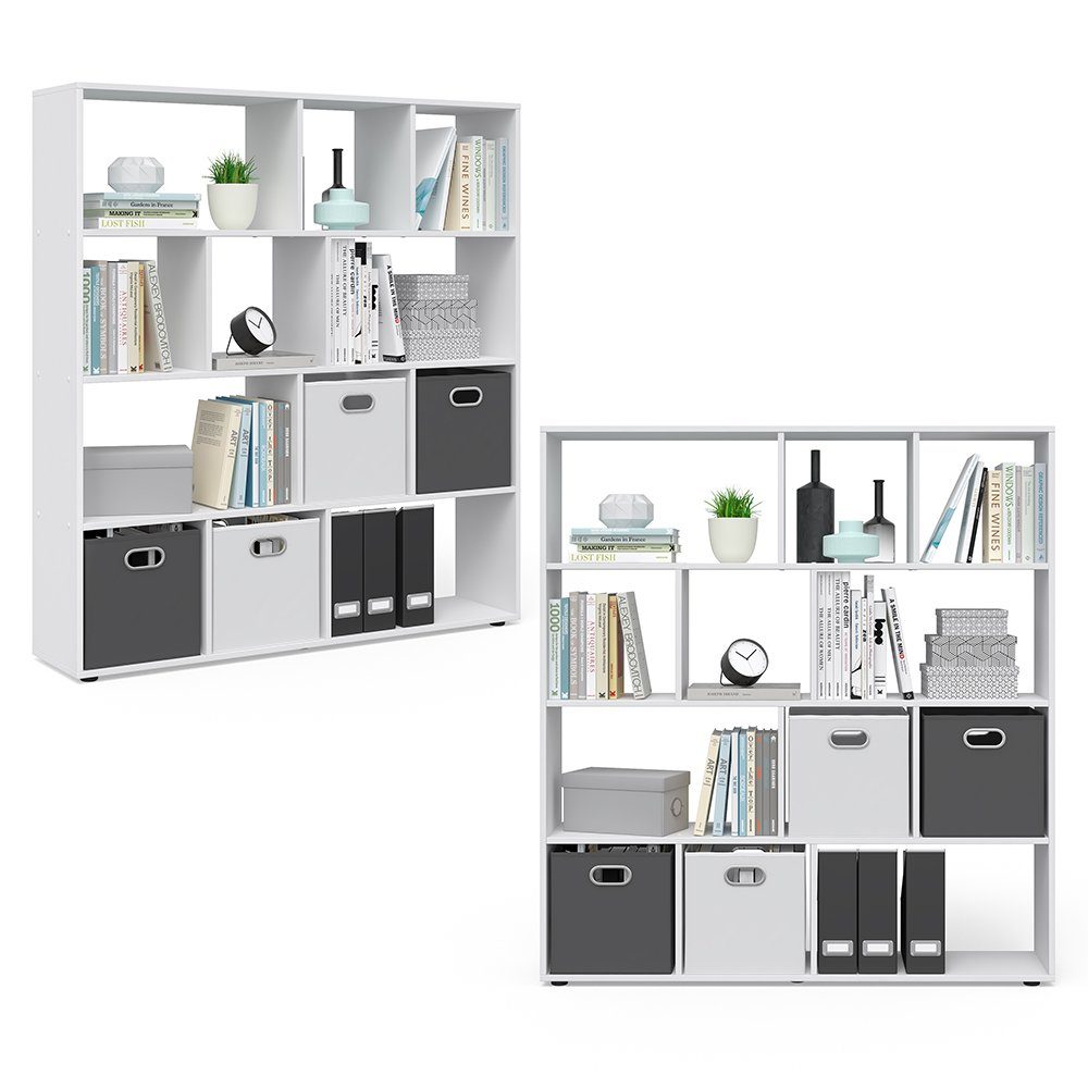 Vicco Raumteiler Bücherregal Standregal 12 Fächer Weiß