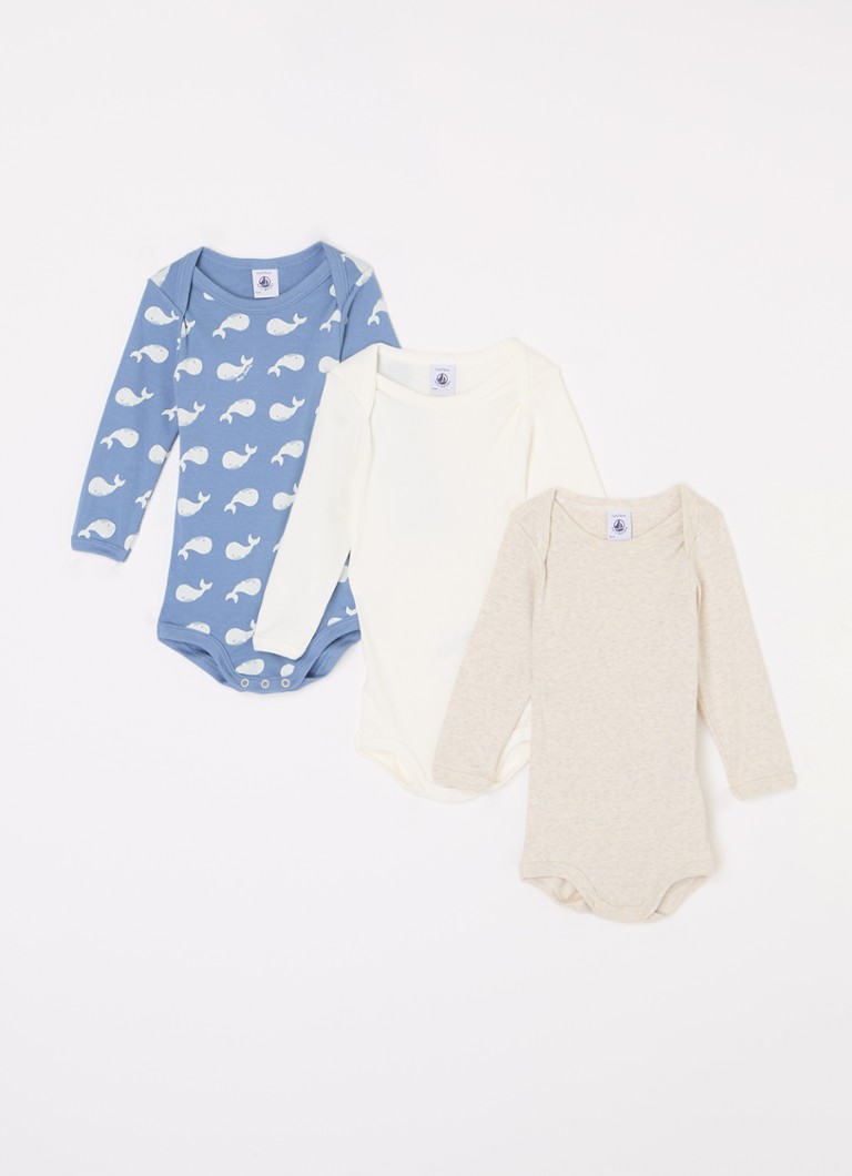 Petit Bateau zestaw 3 pajacyków z bawełny organicznej