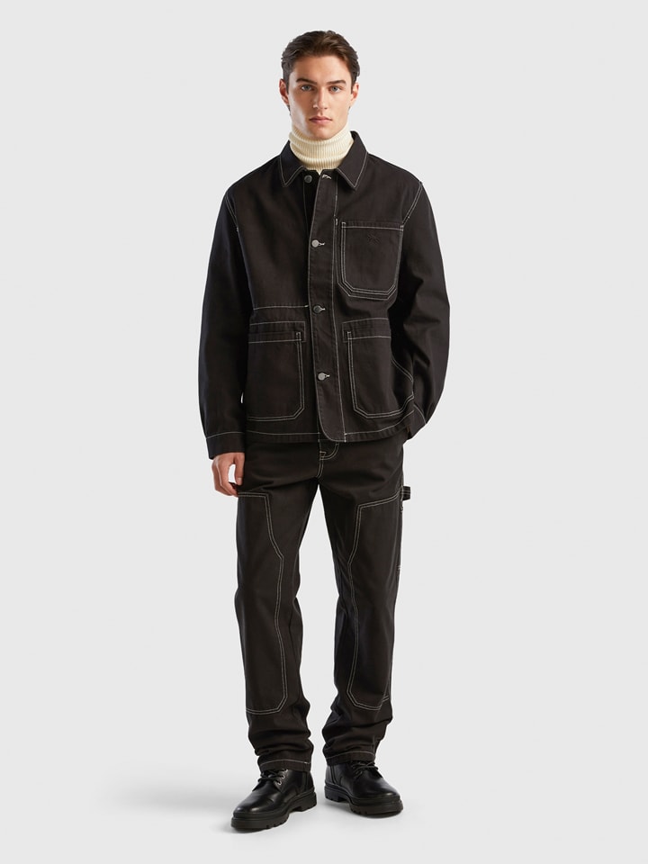 Benetton Hemdjacke in Schwarz günstig kaufen