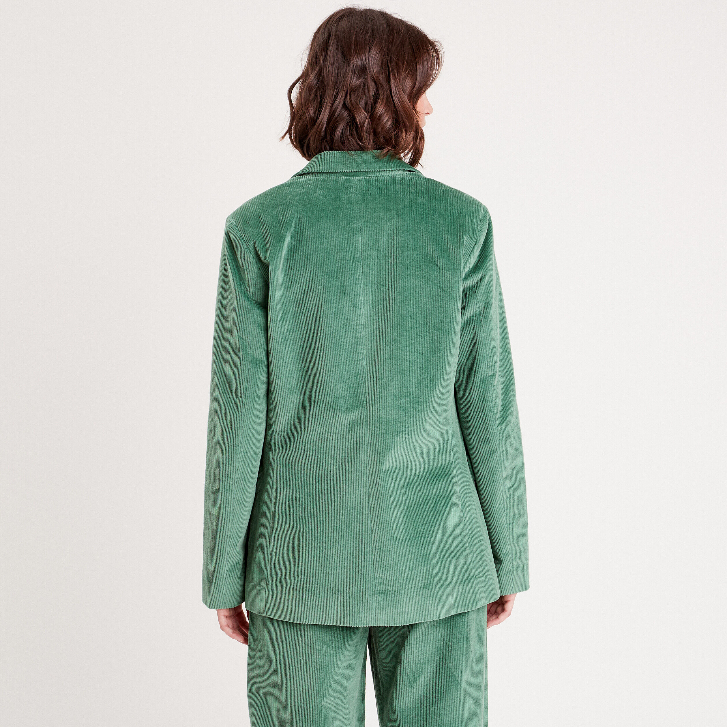 Veste blazer velours côtelé vert foncé femme | Cache Cache