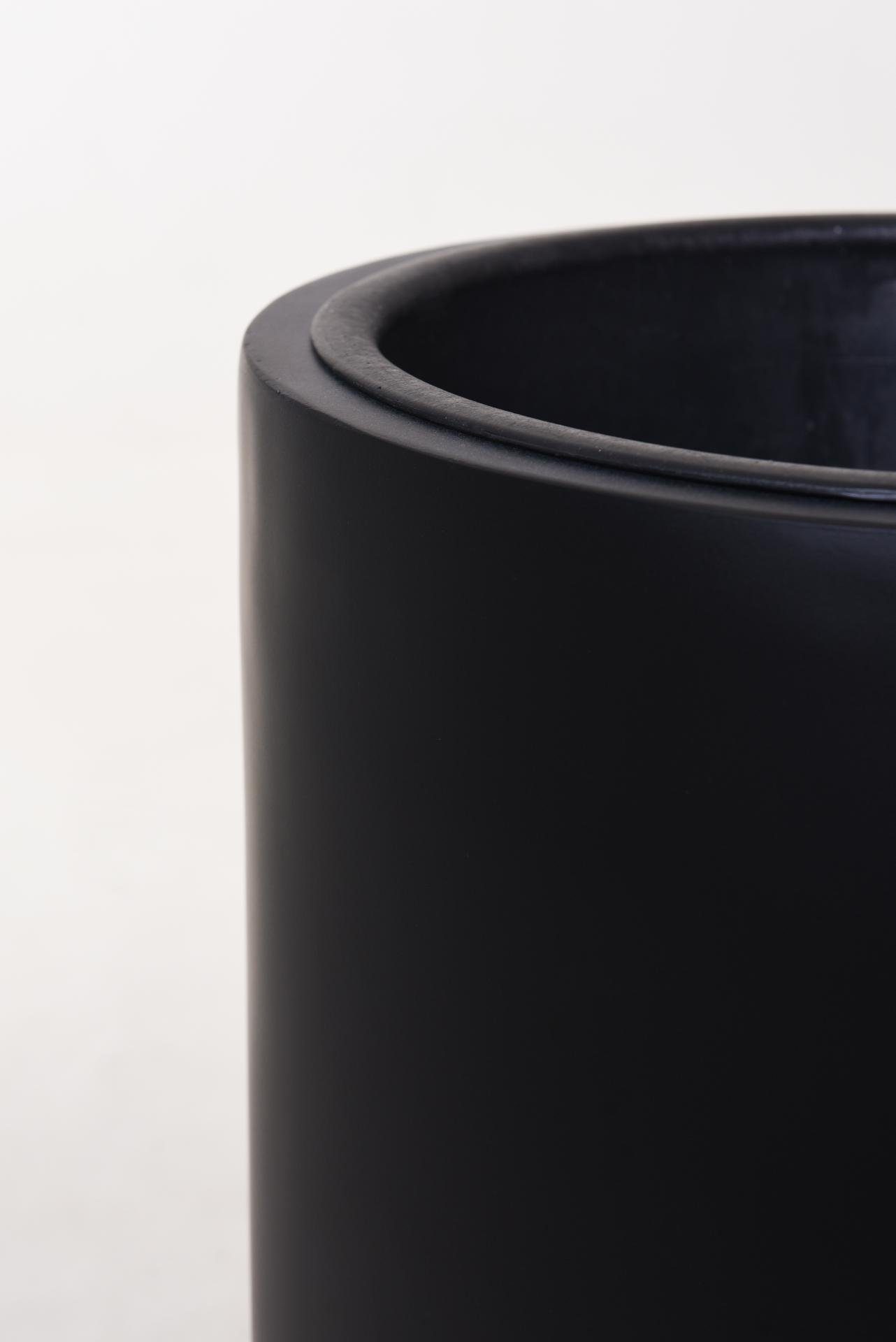 VIVANNO Pflanzkübel Pflanzgefäß Bodenvase SOLERIO Fiberglas Schwarz Matt - 33x100 cm