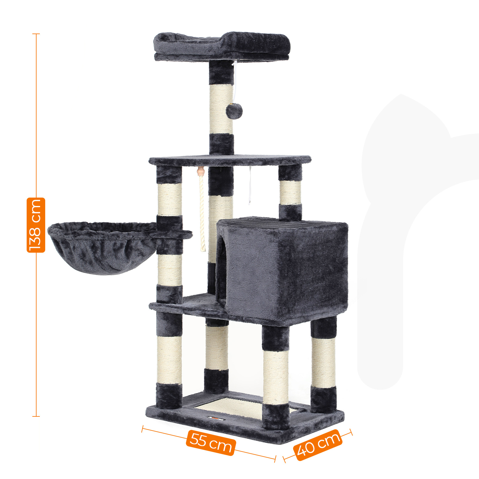 FEANDREA Kratzbäume FEANDREA Kletterbaum 138cm Rauchgrau dunkelgrau