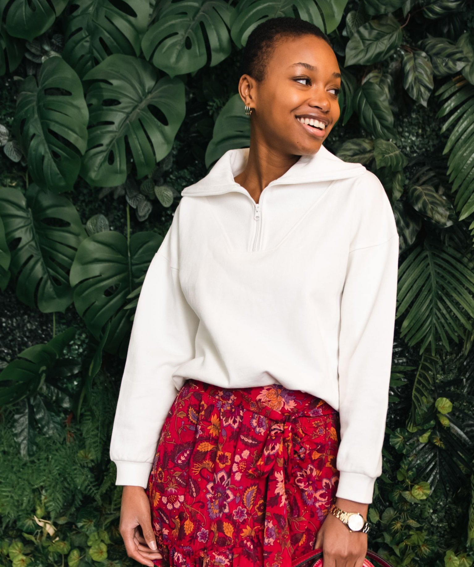 Sweat femme à col camionneur zippé ecru | GEMO