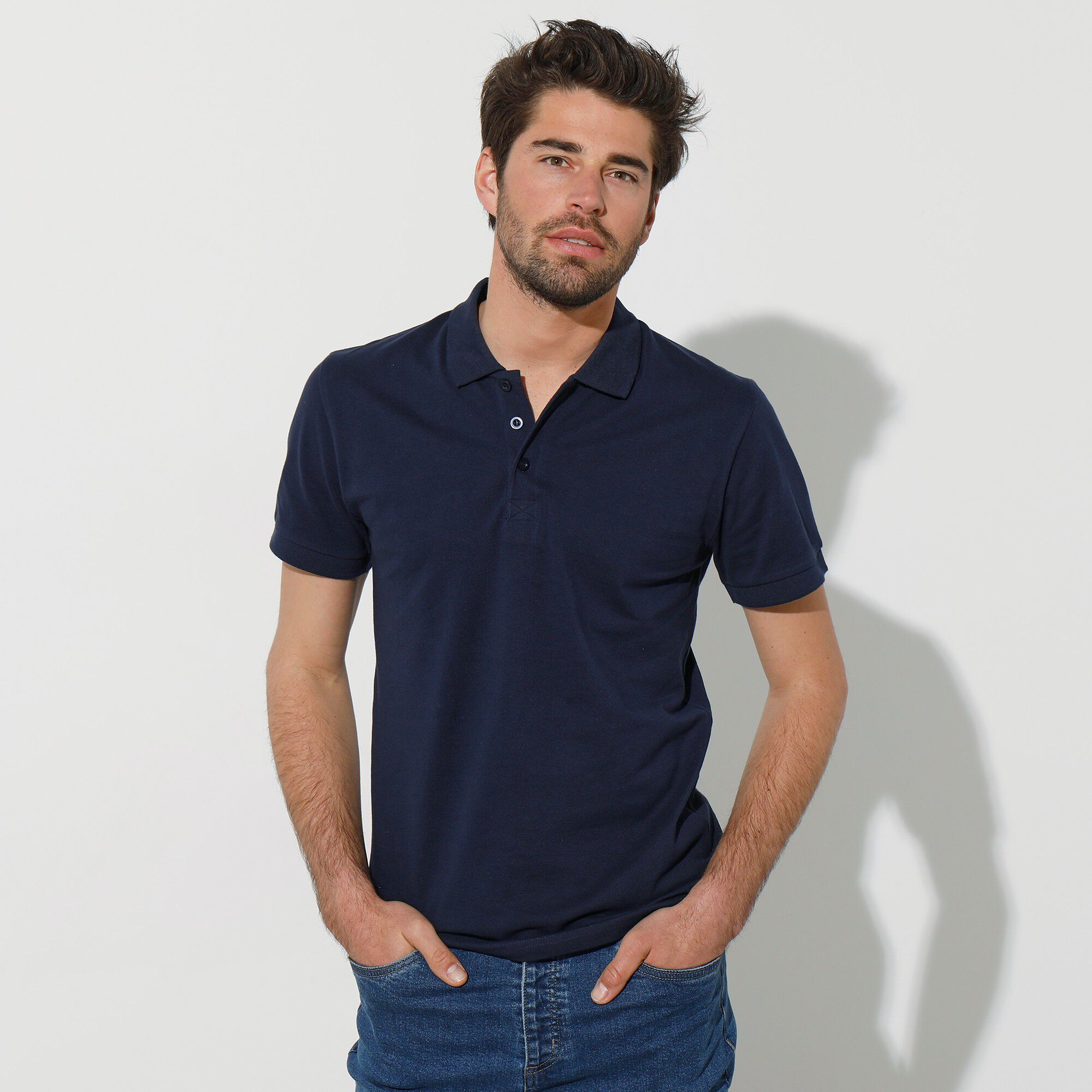 Polo uni maille piquée manches courtes