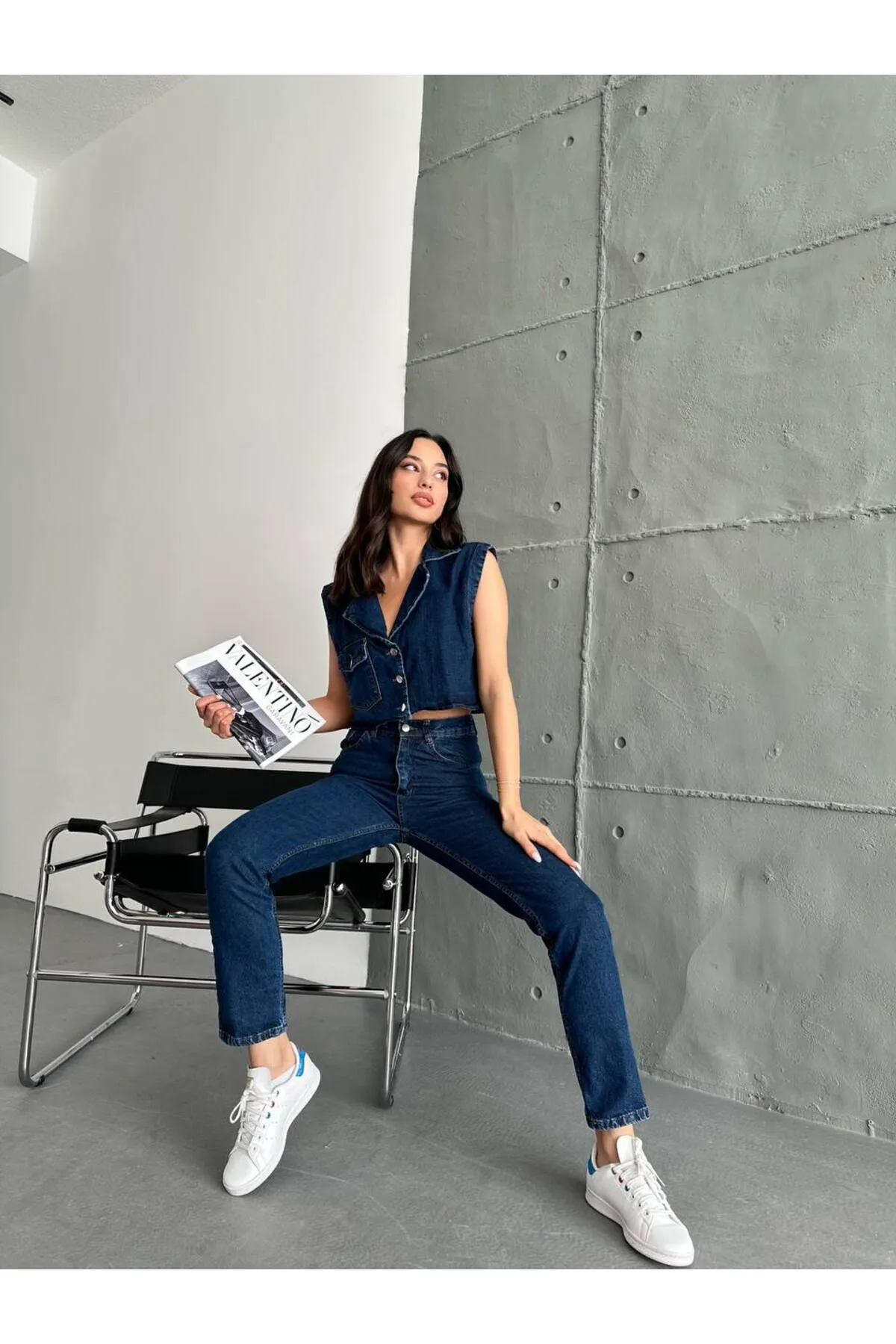SONREİR  MOM FIT HOSE CROP POCKET WESTE JEANS DOPPELSET