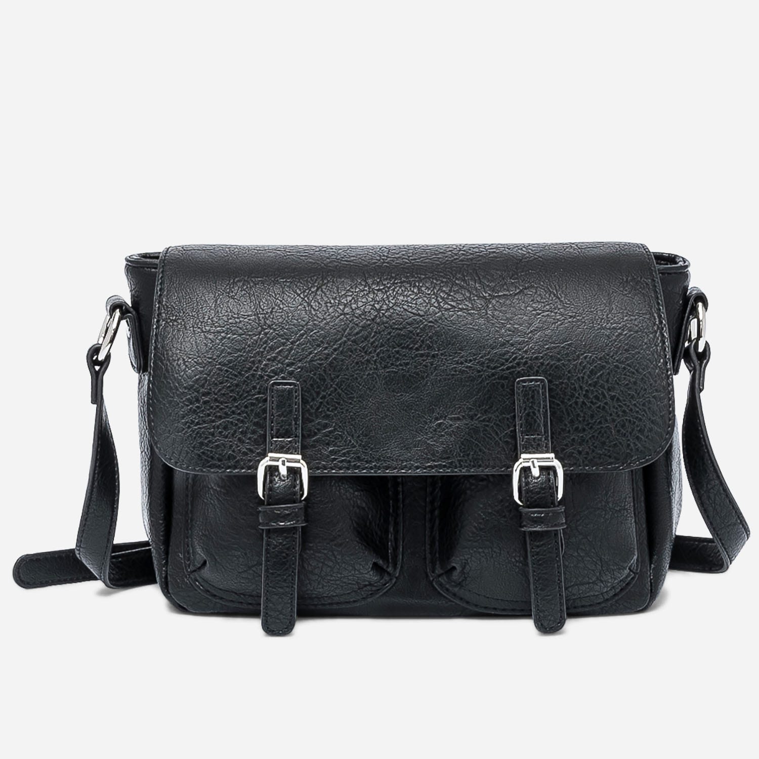 Sac bandoulière noir à double boucle