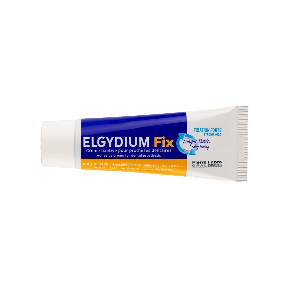 Oral Care Elgydium Fix - Crème fixative pour prothèse dentaire Fixation forte 45g Crème fixative