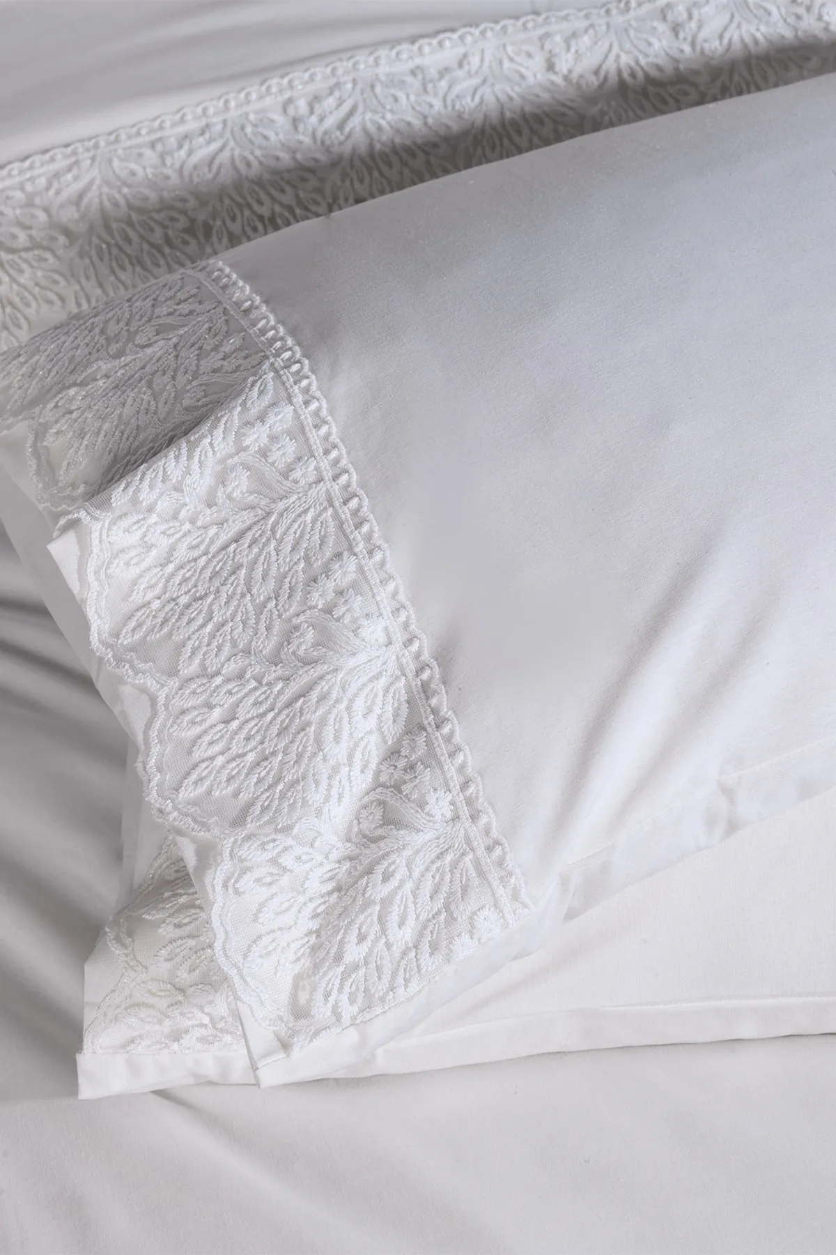 Çeyiz Diyarı  Arduç Mitgift-Bettbezug-Set aus französischer Spitze, Creme