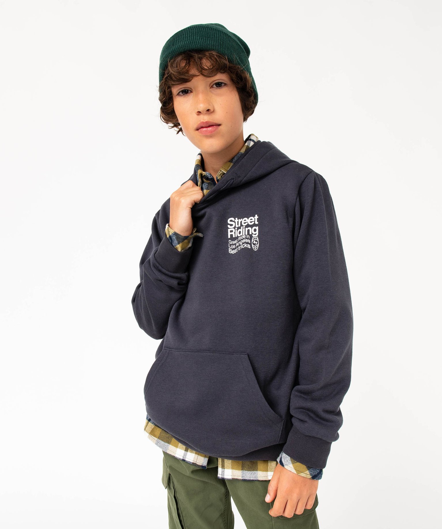 Sweat à capuche imprimé Garçon bleu fonce | GEMO