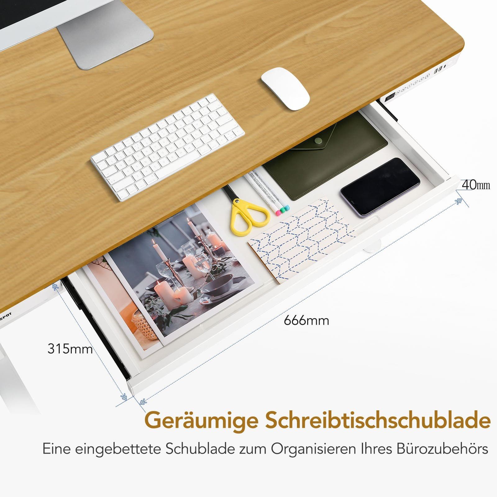 FLEXISPOT Schreibtisch Comhar Höhenverstellbarer Schreibtisch (MDF, 120 x 60cm), mit Touch Funktion & USB, Kindersicherung-System