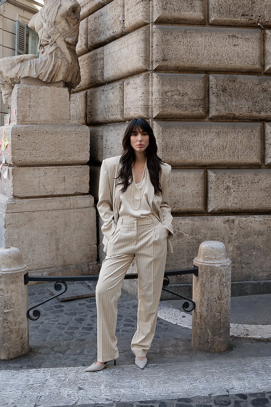 Pinstriped Suit Pants
