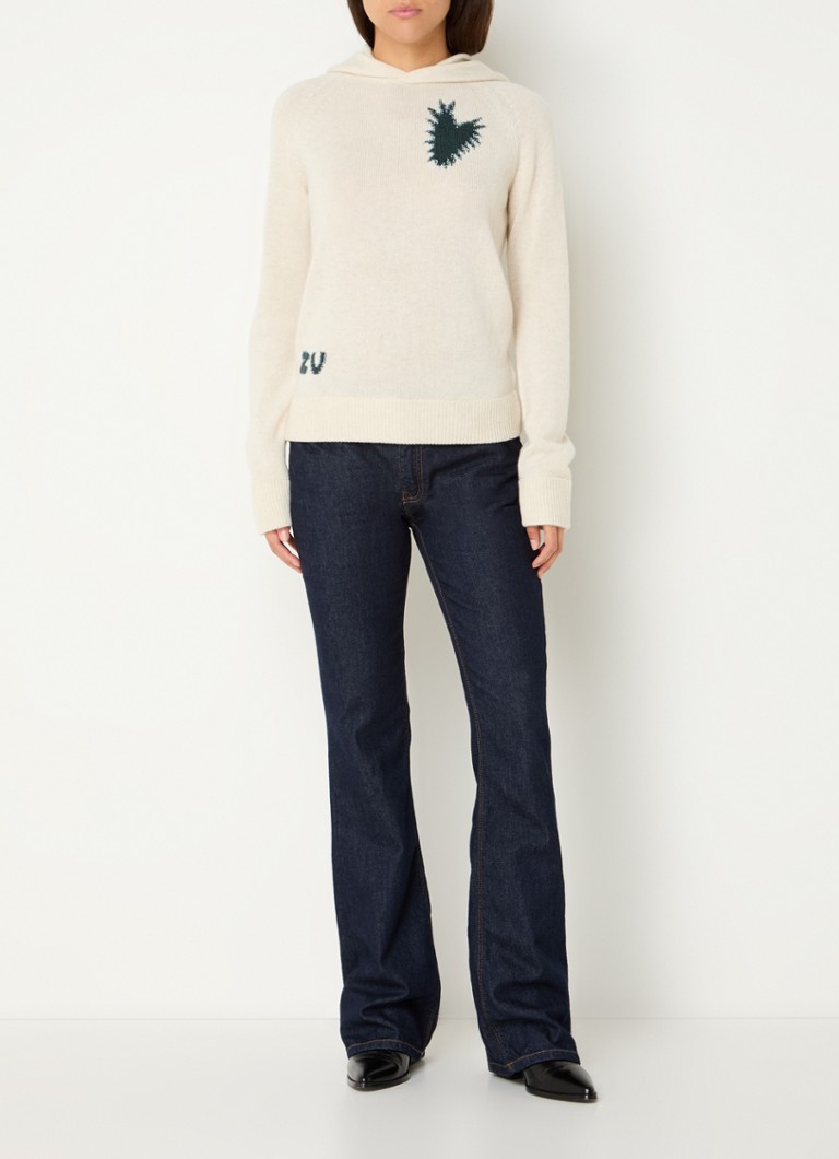Bluza z kapturem Zadig&Voltaire Moony wykonana z wysokiej jakości kaszmiru, z nadrukiem z przodu i z tyłu.