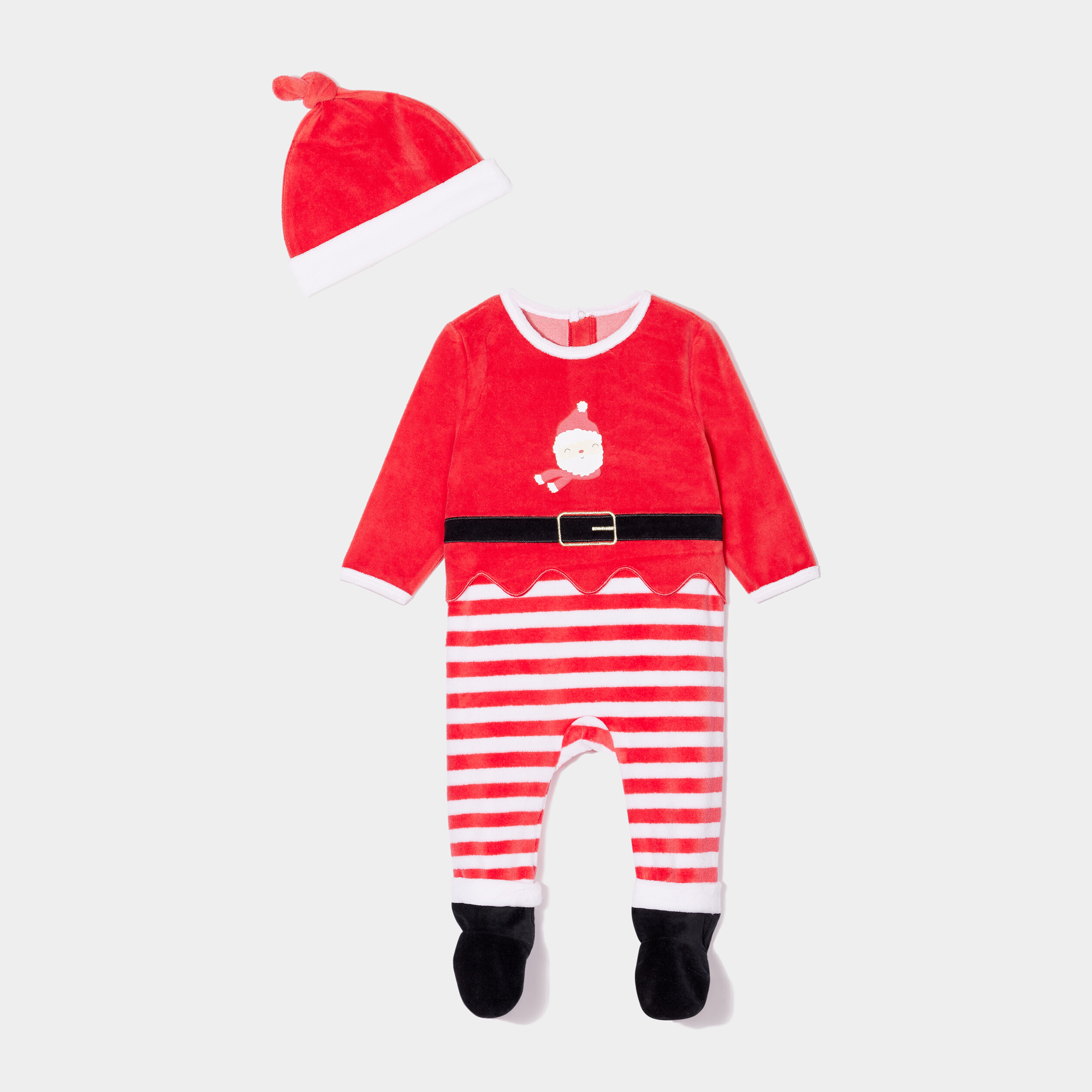 Dors-bien Noël manches longues boutonné rouge bébé | La Halle