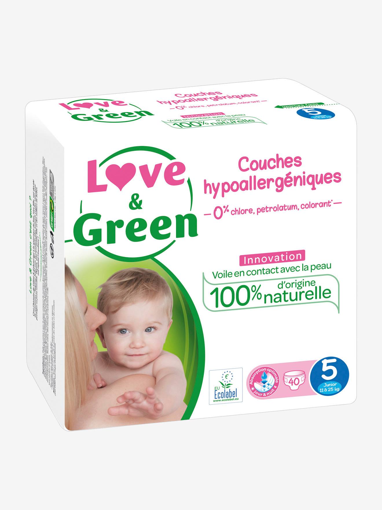 Couches hypoallergéniques T5 x 40 LOVE & GREEN blanc