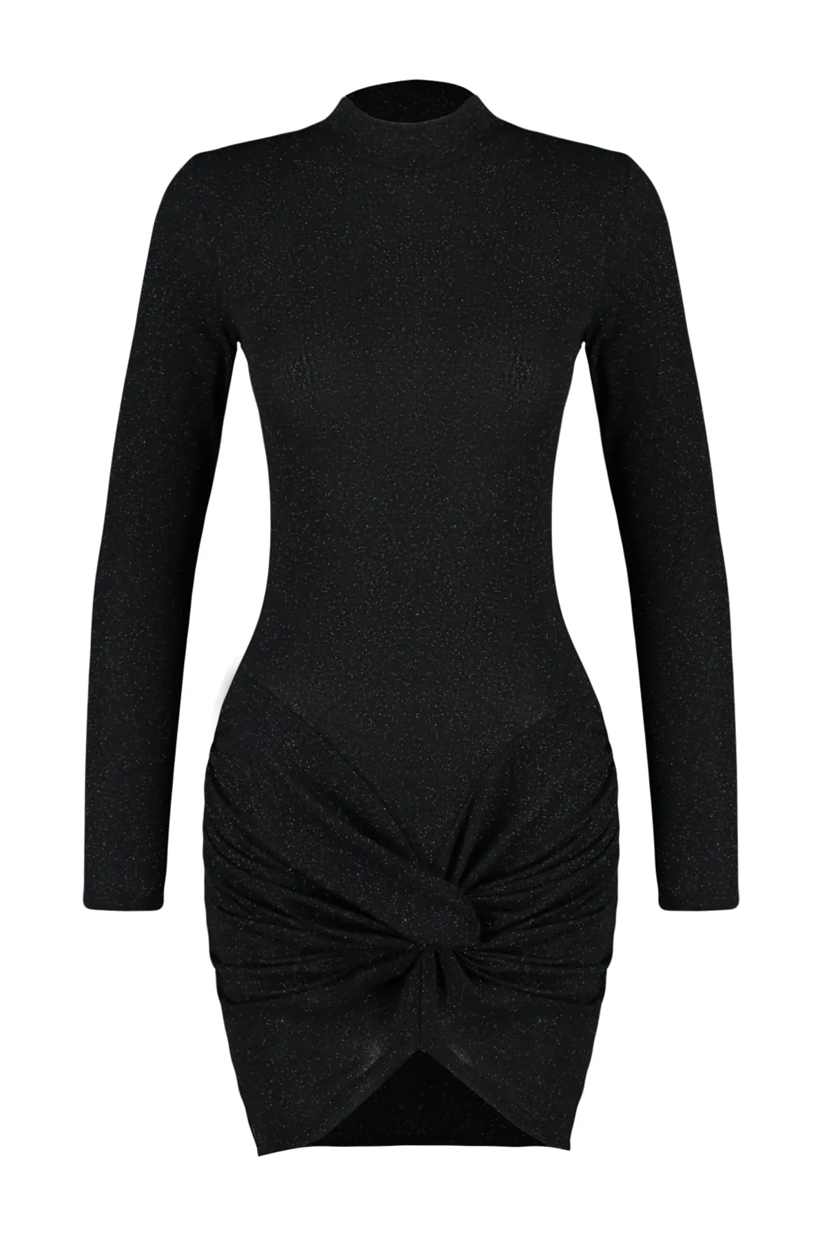 Trendyol Collection  Schwarzes, tailliertes, glänzendes, glitzerndes, gestricktes, elegantes Abendkleid TPRAW24EL00006