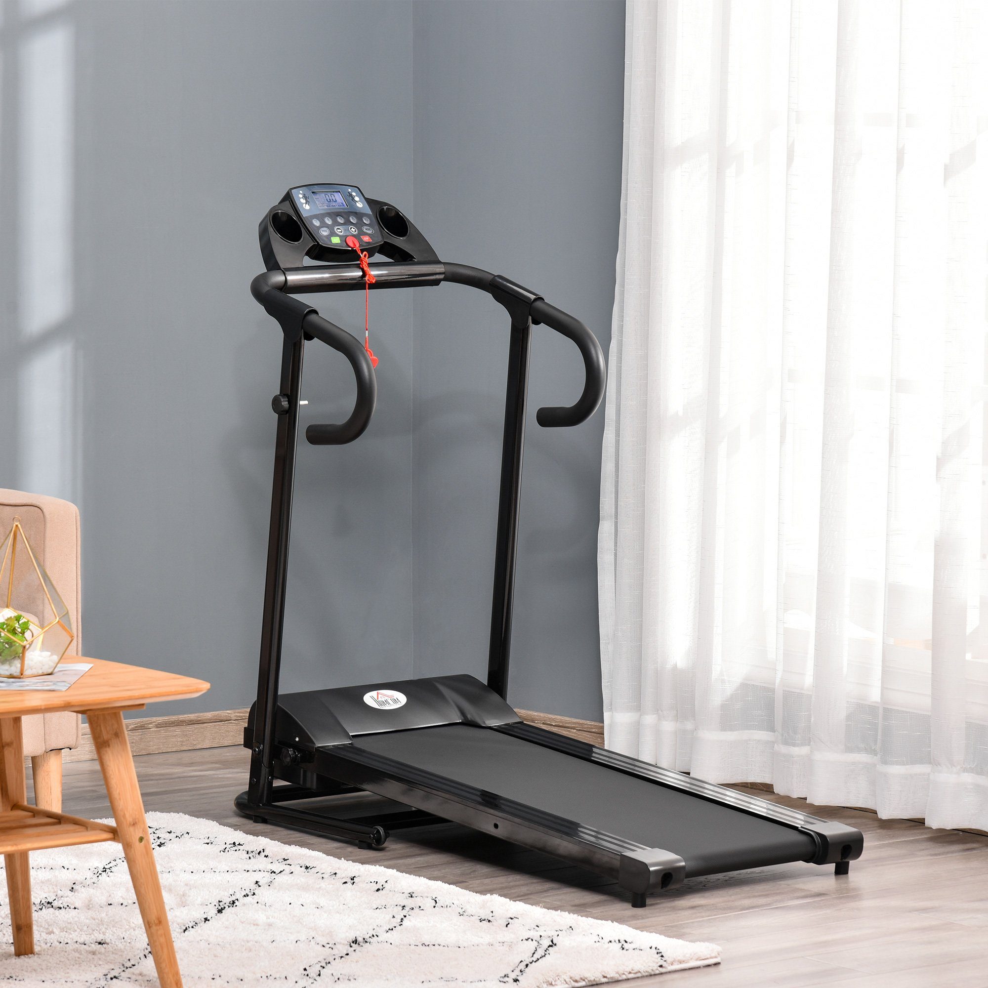 HOMCOM Laufband Motorized Laufband (Set, 1-tlg., mit LCD-Anzeige), ultraflach, nach dem Training leicht verstaubar