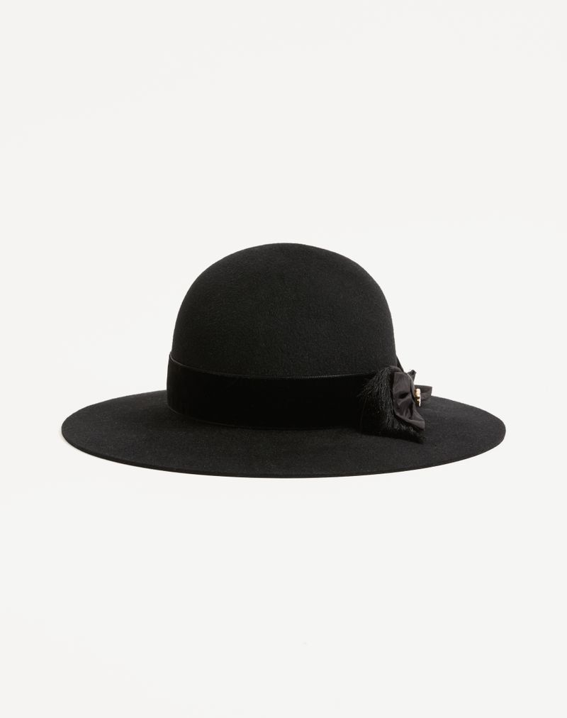 VLogo Signature Hat i Lapinstof og fløjl med taftsløjfe