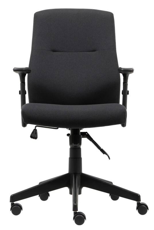 Realspace Stanley Bürostuhl Kniewippmechanik Stoff Höhenverstellbare Armlehnen und Sitz Schwarz 110 kg 675 x 680 x 1.075 mm