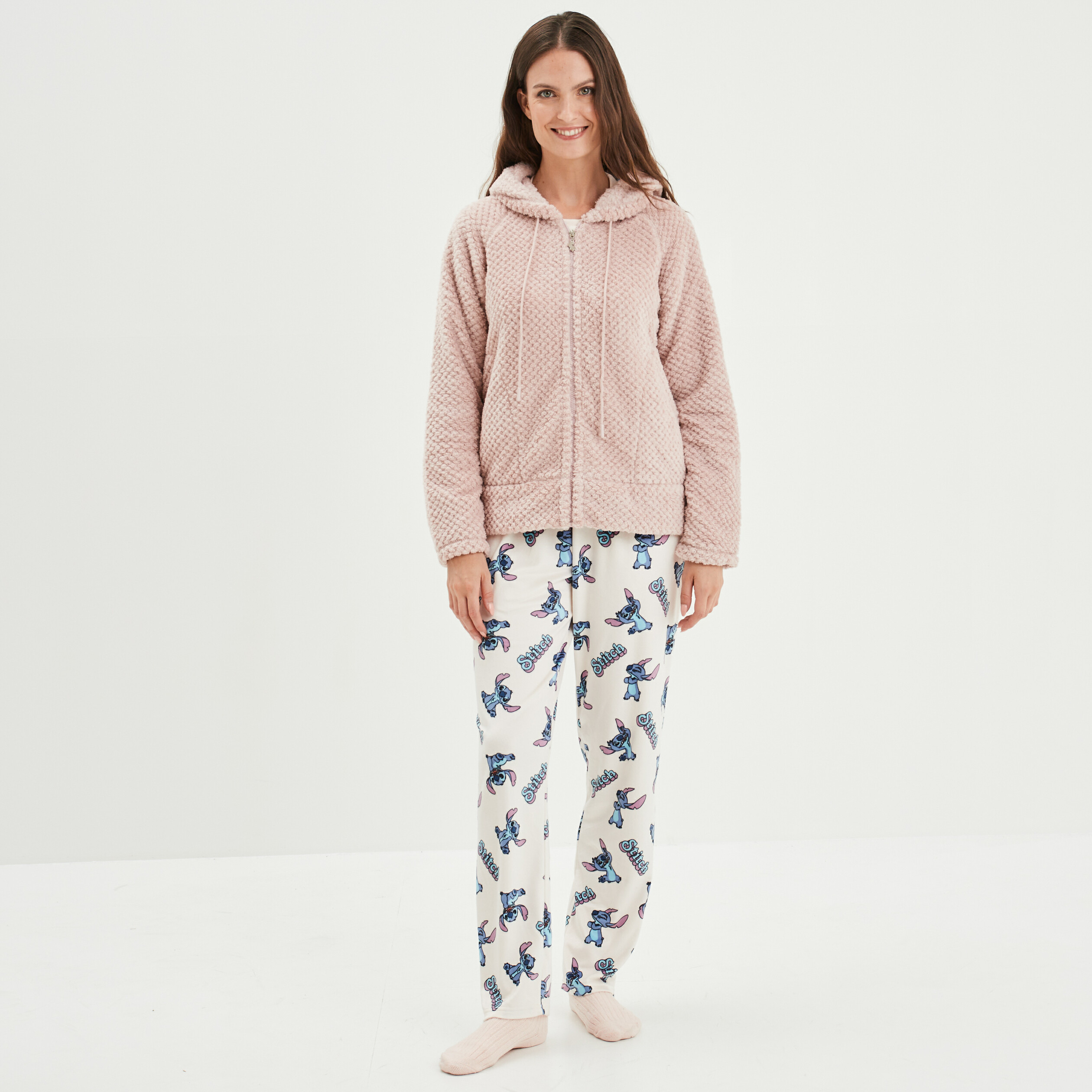 Veste de pyjama plaid vieux rose femme | La Halle