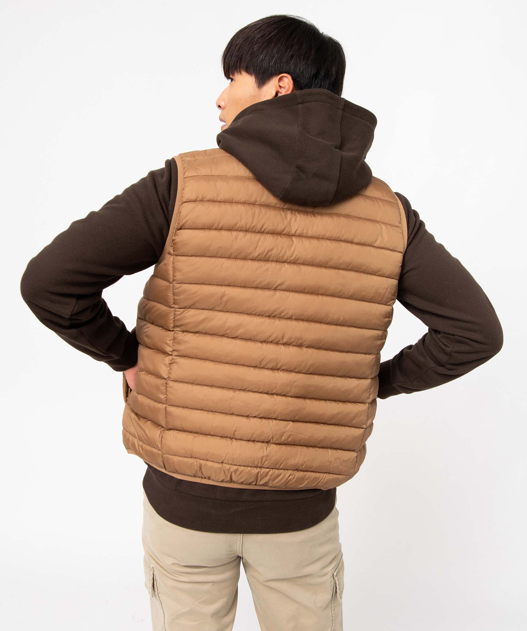Blouson homme matelassé sans manches marron | GEMO