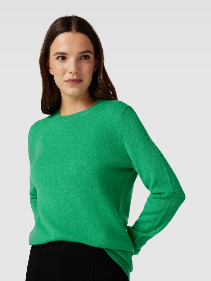 Kaschmirpullover in melierter Optik in grün