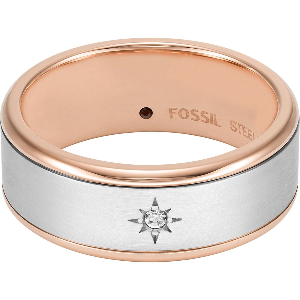 Fossil Bague pour hommes Acier inoxydable bicolore Bague