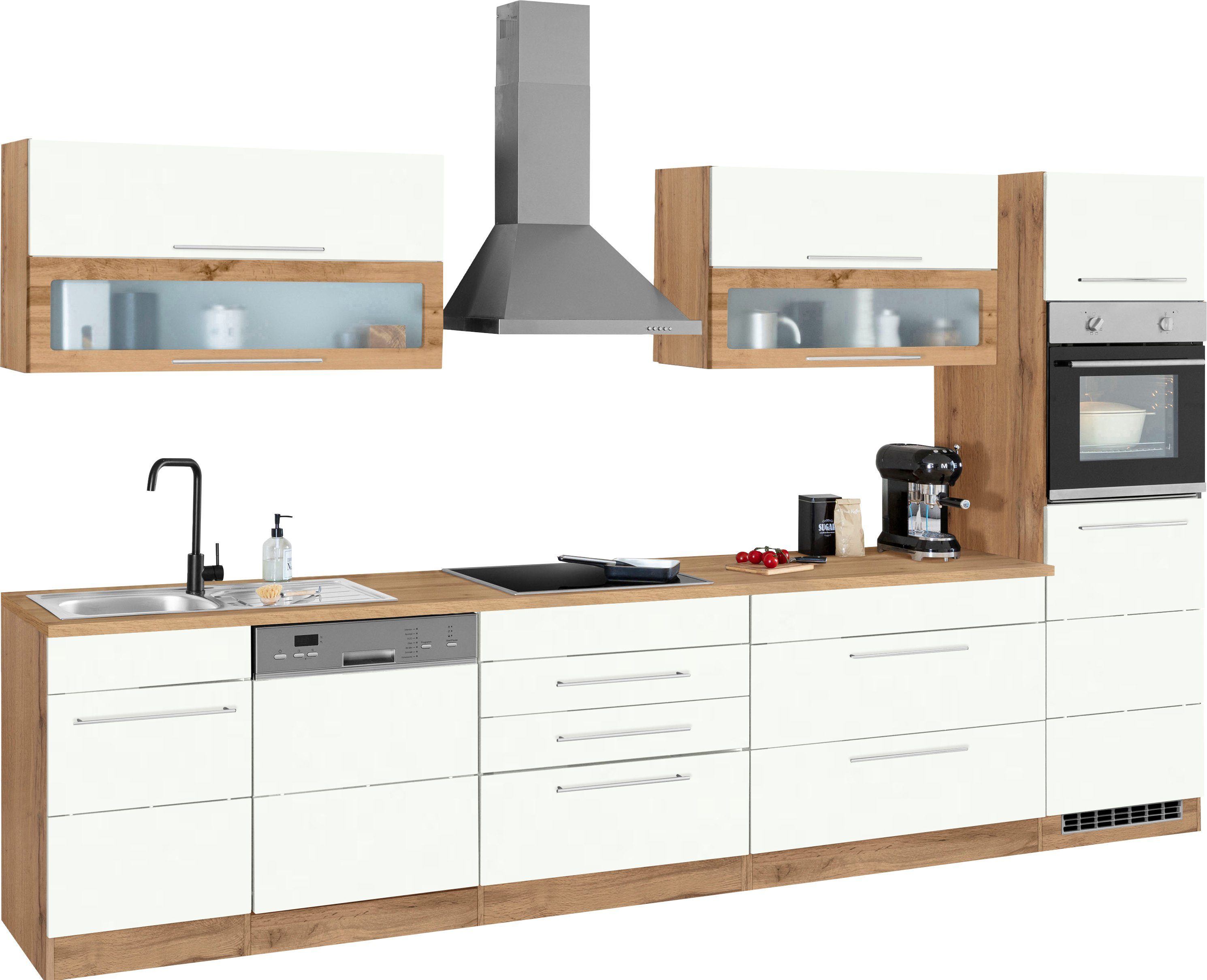 HELD MÖBEL Küchenzeile Wien, Breite 350 cm, wahlweise mit E-Geräten und Induktion