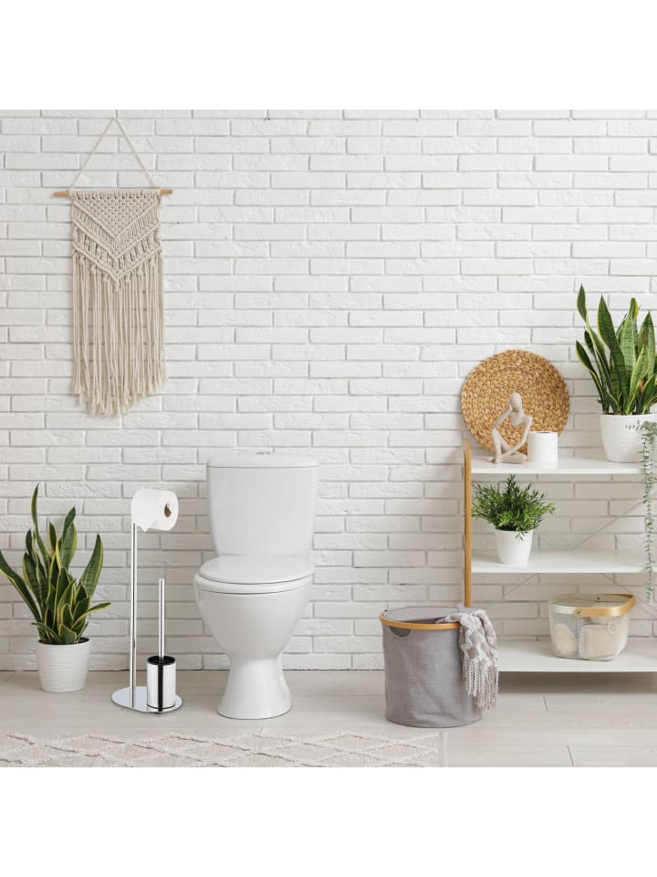 relaxdays WC Garnitur in Silber - (B)23 x (H)63 x (T)17 cm günstig kaufen onesize