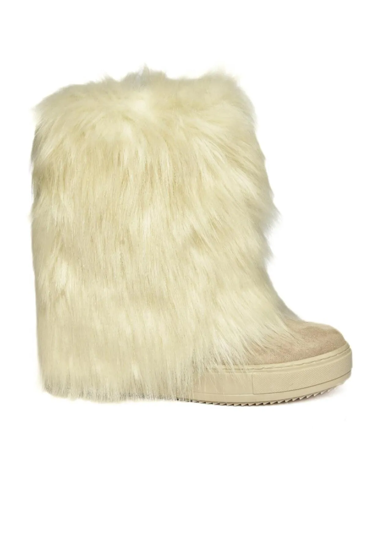 Fox Shoes  R602043002 Beige Wildleder-Damenstiefel mit Keilabsatz