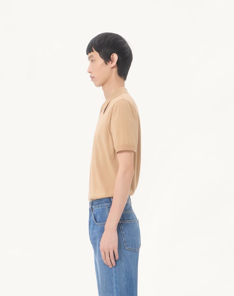 Valentino poloshirt i uld med V-logo-broderi