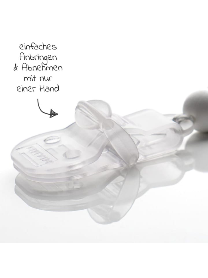 MiaMia Schnullerkette mit Silikon-Perlen & Gummiring inkl. in rosa,grau günstig kaufen onesize