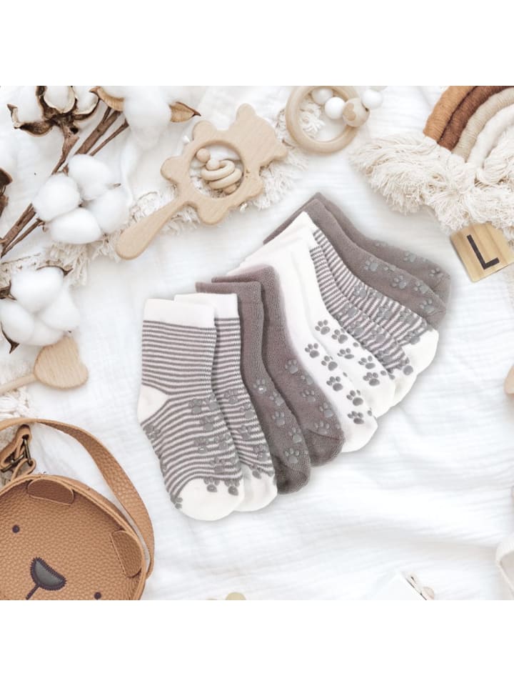 LaLoona Anti-Rutsch Socken / Krabbelsocken / Stoppersocken in weiss,braun günstig kaufen