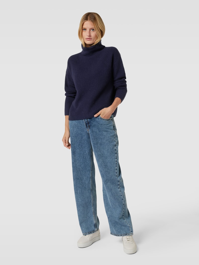 Strickpullover aus Kaschmir mit Rollkragen in dunkelblau