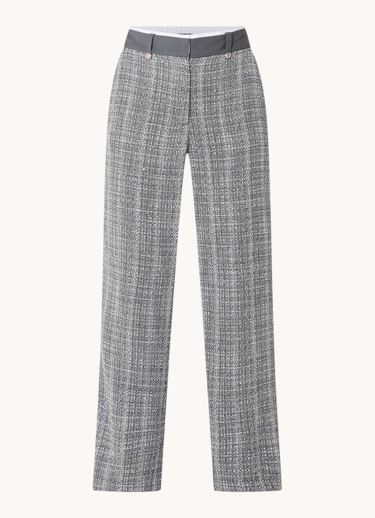 Pantaloni Maje a vita alta e gamba dritta con effetto tweed.