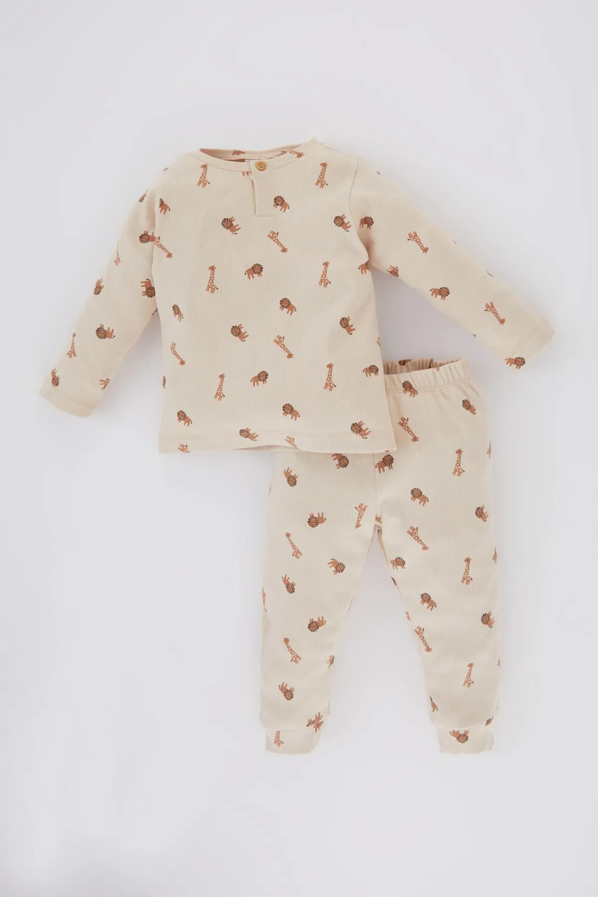 DeFacto  Pyjama-Set für Babys und Jungen mit Safari-Print, langärmlig, geripptes Unterhemd B7733a524sp