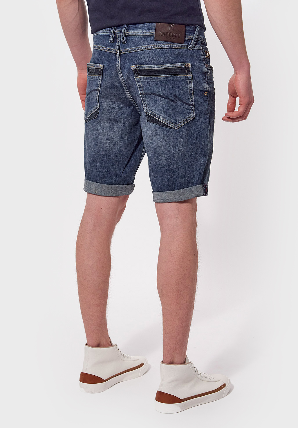ANKO  Bermuda straight Homme bleu délavé