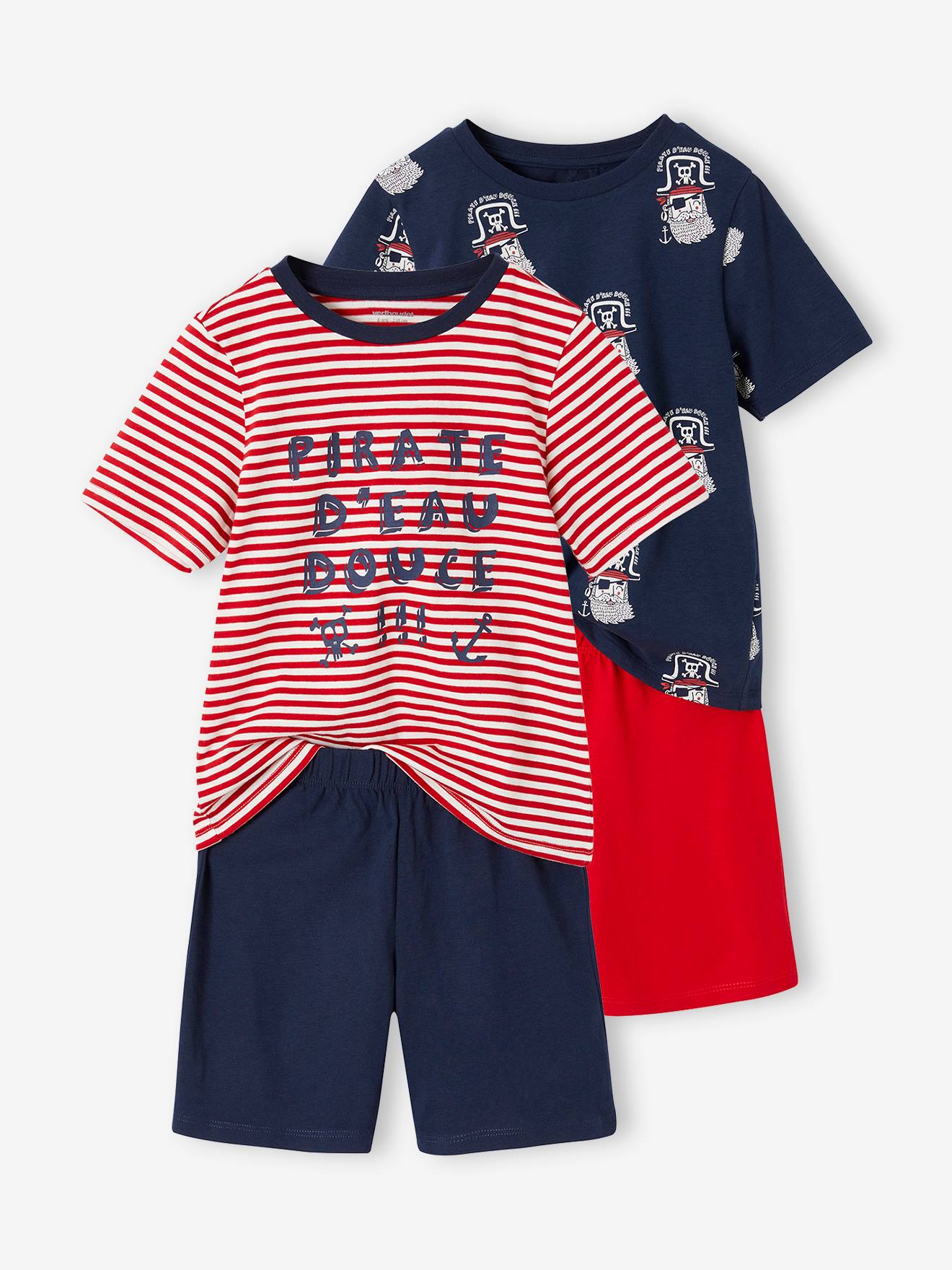 Vertbaudet 2er-Pack kurze Jungen Schlafanzüge BASICS Oeko-Tex - marine