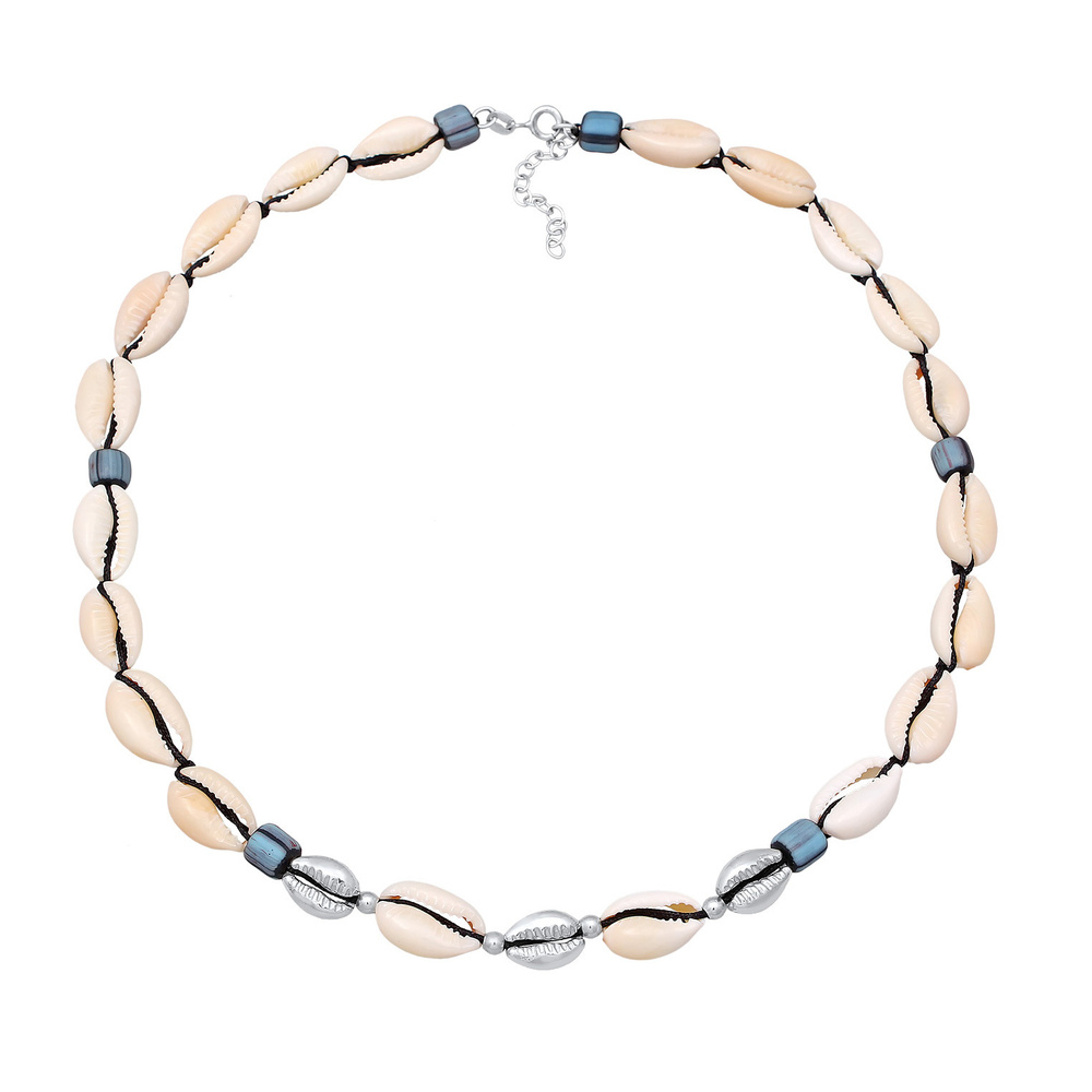 Elli Elli Collier Femmes choker verre perles style surfeur avec coquillage cauri en ar collier