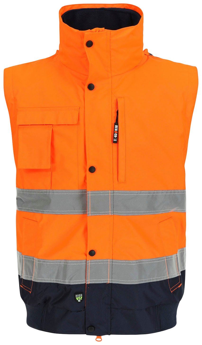 Herock Arbeitsjacke Tarvos HIGH VIZ Mit herausehmbarem Fleece-Bodywarmer und abnehmbaren Ärmeln und Kapuze