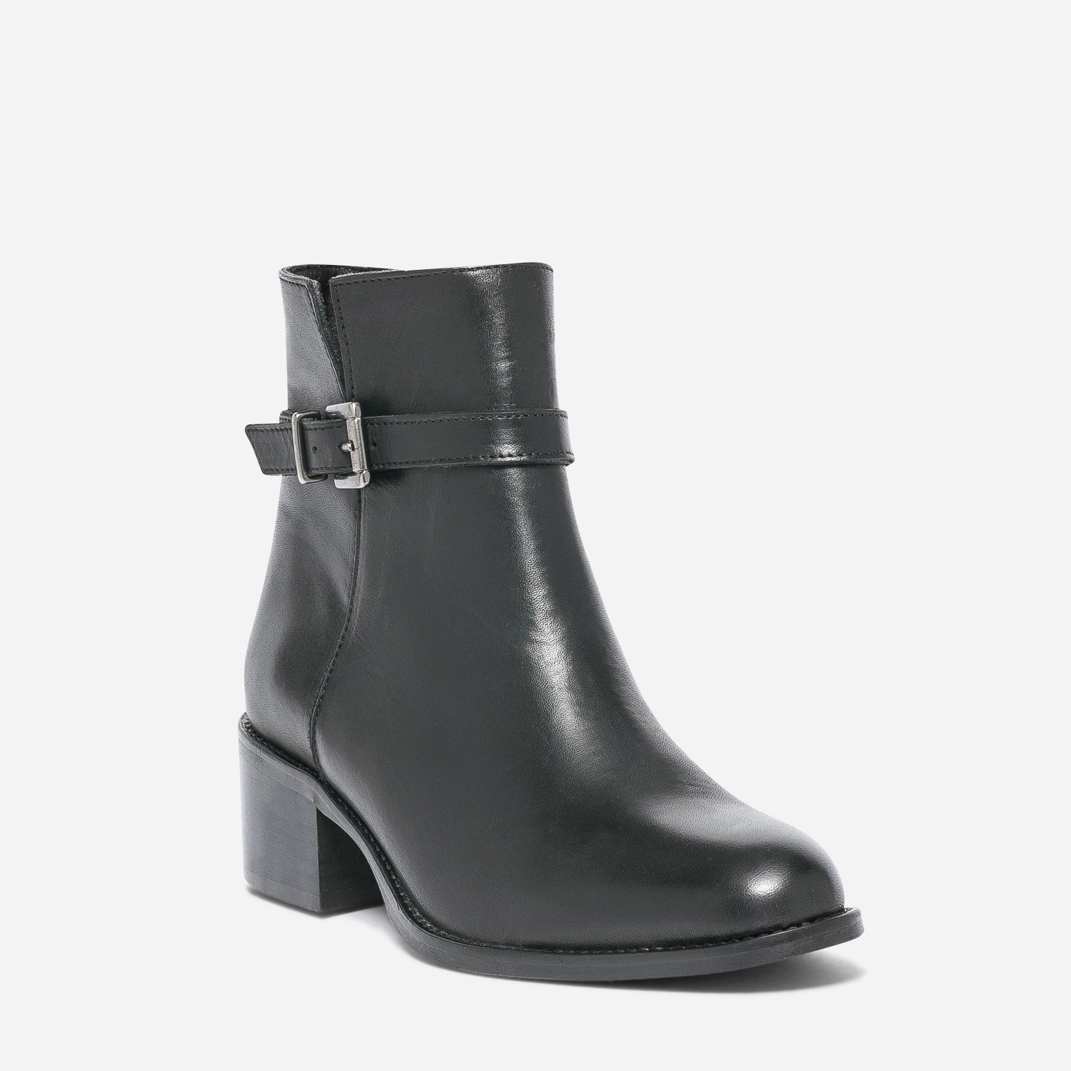 Boots noir en cuir à bride