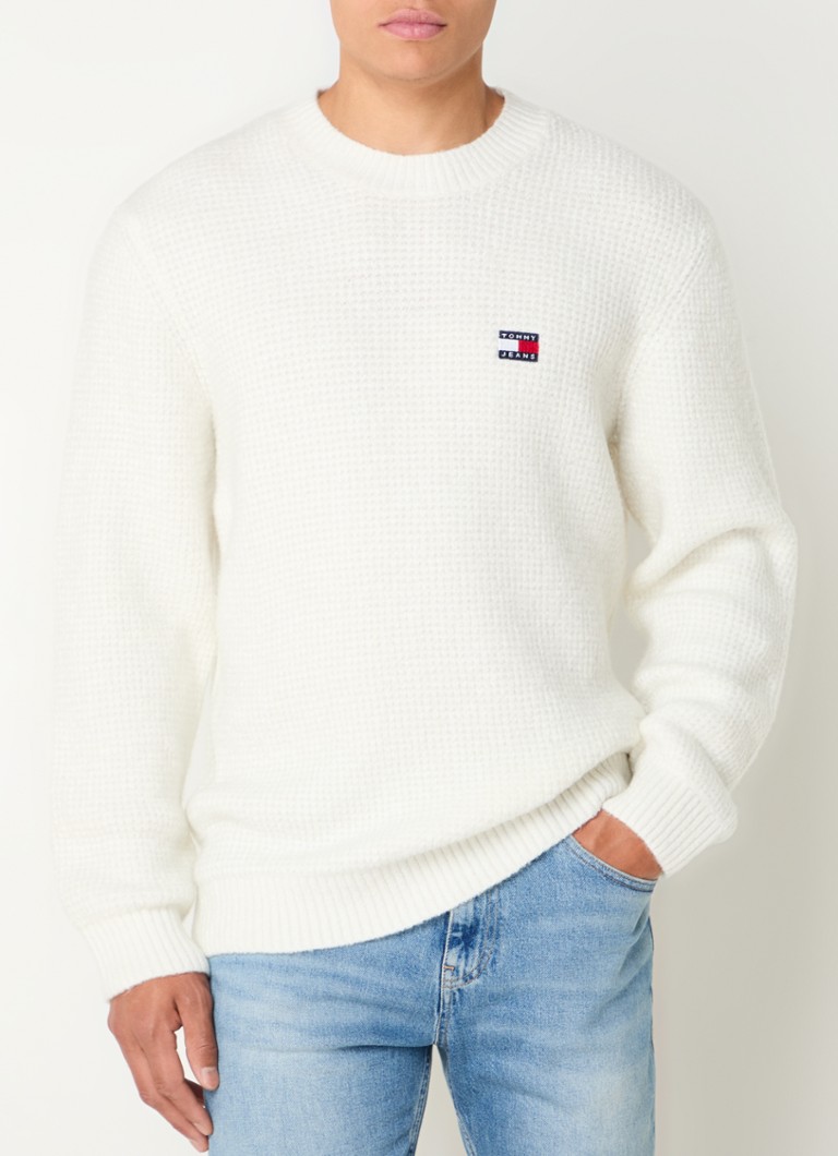 Pulover din amestec de lână tricotat gros cu logo Tommy Hilfiger