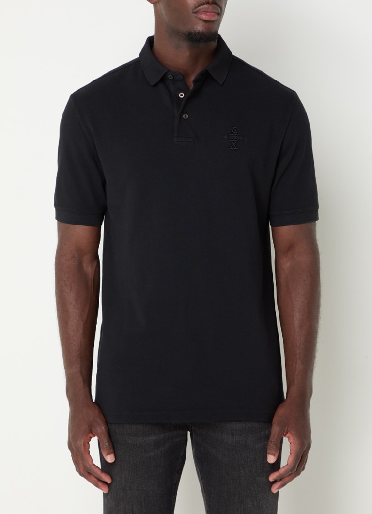 Polo Armani Exchange, vestibilità classica in piqué di cotone con logo ricamato