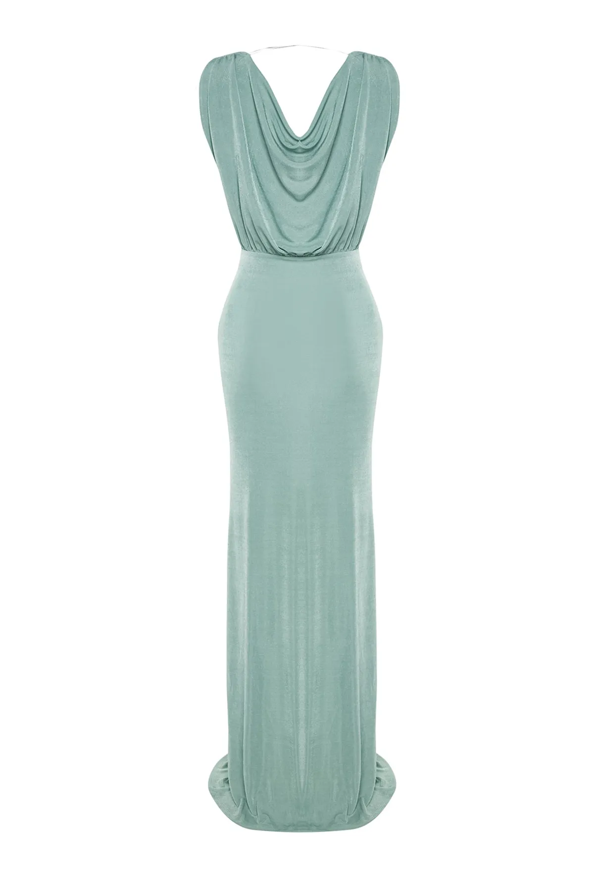 Trendyol Collection  Mintgrünes langes Abendkleid aus Strick TPRSS23AE00048
